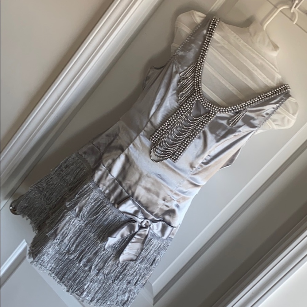 Flapper costume in silver.